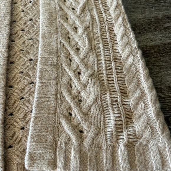 Naadam Wool Cashmere Long Cable Knit Cardigan Duster Open Front Neutral Knitwear - Picture 11 of 12